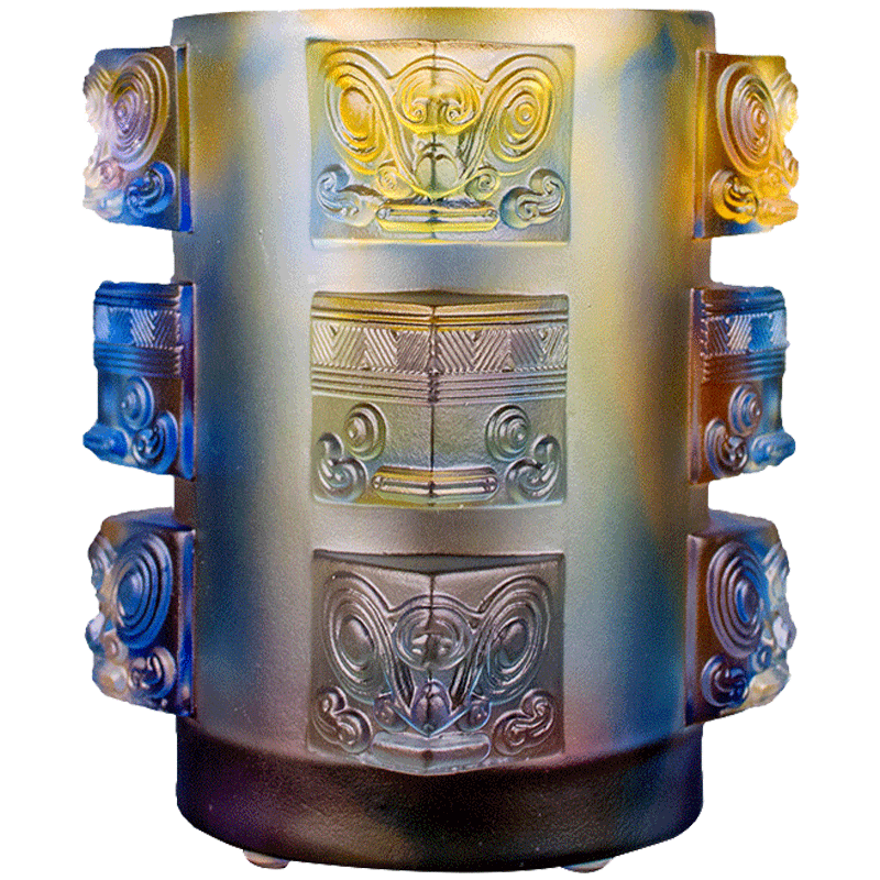 琉璃艺术笔筒摆件定制刻字书房办公桌装饰纪念品工艺品送老师礼物