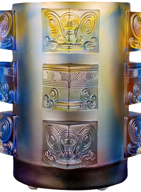 铁圈礼业琉璃艺术风送老师笔筒