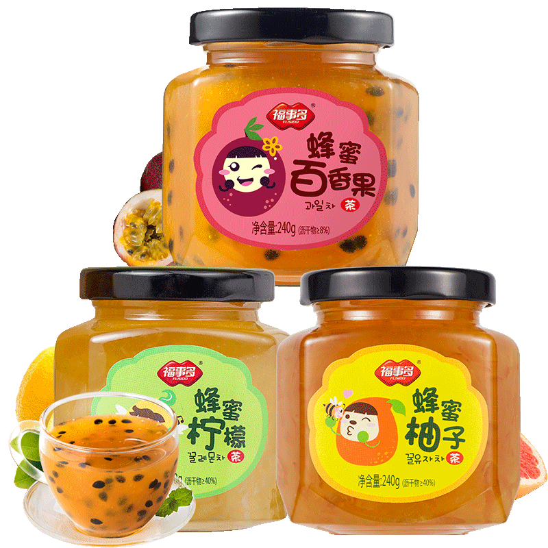 福事多蜂蜜柚子百香果柠檬茶罐装