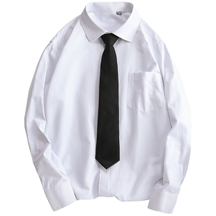 DK制服男长袖白衬衫领带学生韩版潮流帅气大码休闲日系短袖衬衣寸