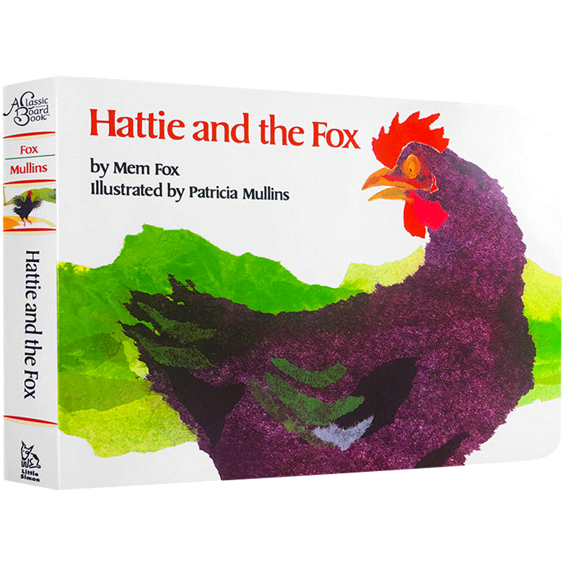 【送音频】英文原版Hattie and the Fox海蒂和狐狸纸板书廖彩杏第8周第10本绘本儿童启蒙认知家禽动物童书 little Simon 出品