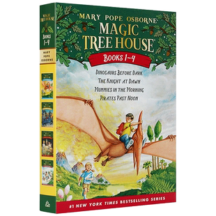 神奇树屋1-4册 英文原版 Magic Tree House 美国小学课外阅读章节桥梁书dinosaurs before dark全套 神奇的书屋英语原版小说绘本
