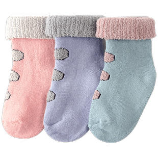 衣拉拉冬款儿童棉袜加厚1-8岁男女童中筒袜保暖中小童袜子3双装