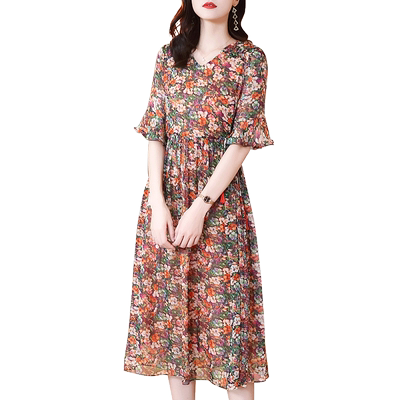 重磅真丝连衣裙女春夏复古宫廷风