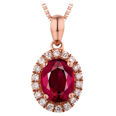 蜜安琪珠宝 0.98~3.07克拉天然碧玺吊坠女 鸽血红彩宝镶嵌定制18k