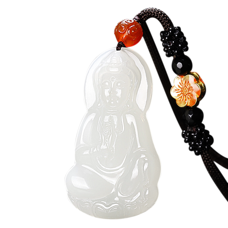 羊脂白玉男款菩萨挂件观音吊坠
