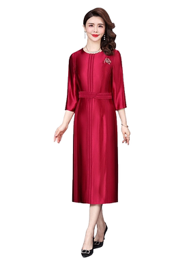 轻奢香妮芬正品红色醋酸晚宴礼服