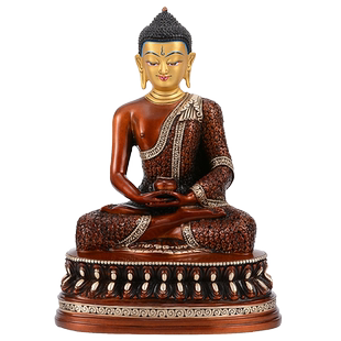 阿弥陀佛中式摆件 7寸居家玄关装饰用品家用铜镀金镀银定制铜像