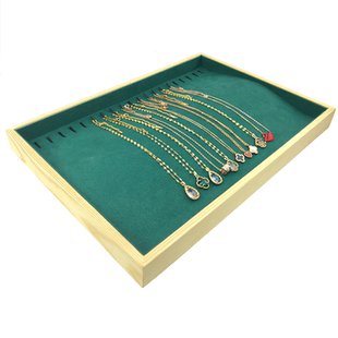 实木饰品珠宝首饰展示托盘戒指项链手镯手链耳钉看货盘绒布收纳盒