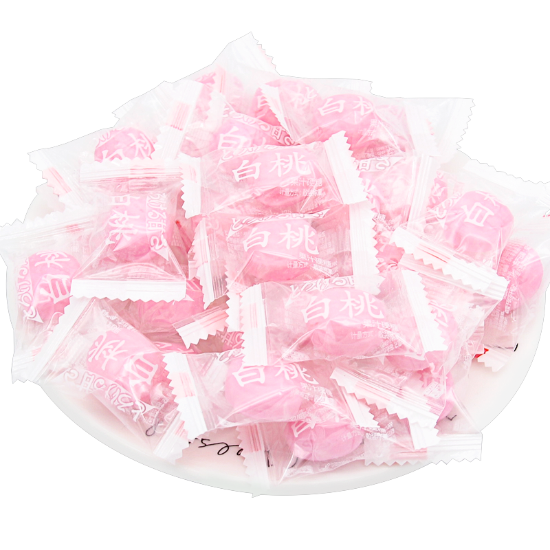 京特白桃日系果汁硬糖水蜜桃味500g结婚喜糖婚庆糖果小零食袋装