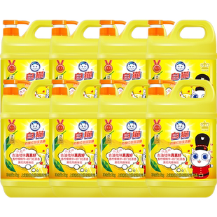 白猫柠檬红茶洗洁精2kg*8瓶整箱装大桶酒店商用餐饮批发去油洁净