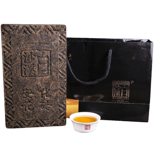 湖南安化黑茶 白沙溪年份老茶砖形千两茶花卷茶 2011年花砖茶1kg