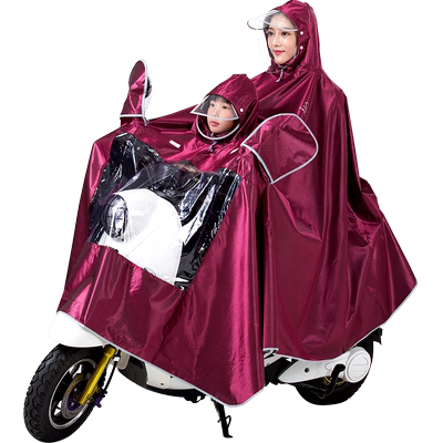 加大加厚女士成人亲子电动车雨衣