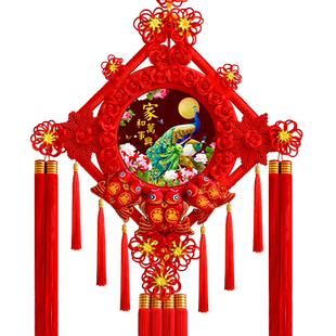 桃木中国结挂件客厅大号福字挂饰招财玄关新居镇宅春节过年装饰