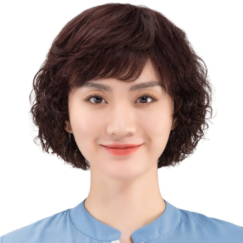 假发女短发全头套妈妈短卷发假发套真人发丝发型自然全头真发头套