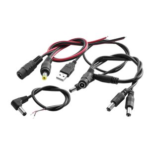 DC5.5*2.1mm公头母头连接线 公转母 USB转公头监控电源线母座弯头