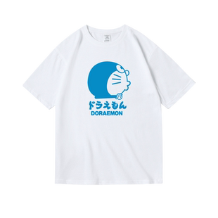 机器猫野比大雄静香胖虎周边印花衣服纯棉短袖半袖T恤男女情侣款