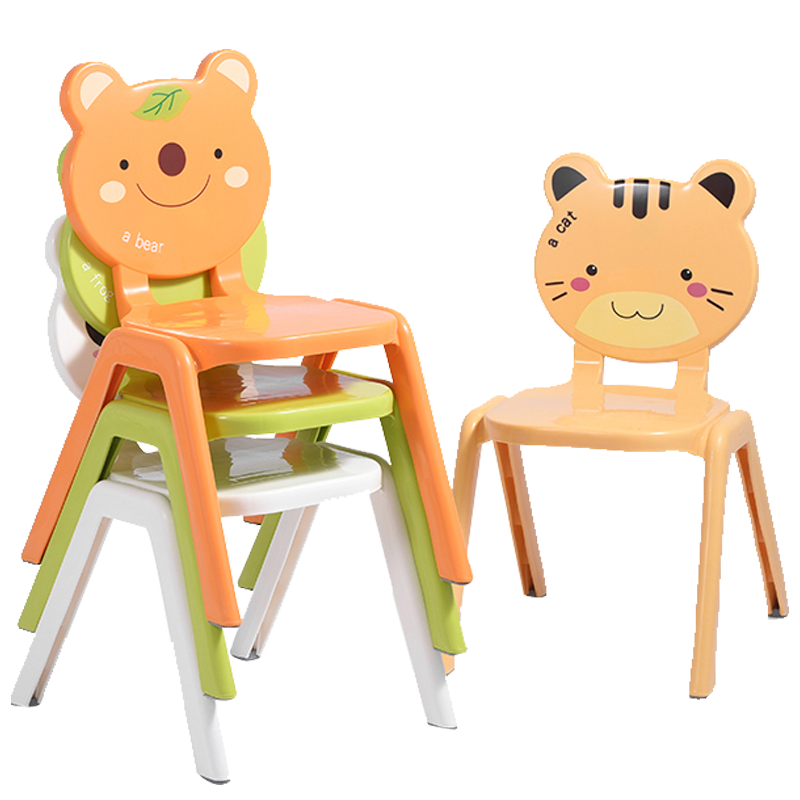 幼儿园课桌椅加厚塑料动物图案靠背椅宝宝安全小凳子卡通儿童餐椅