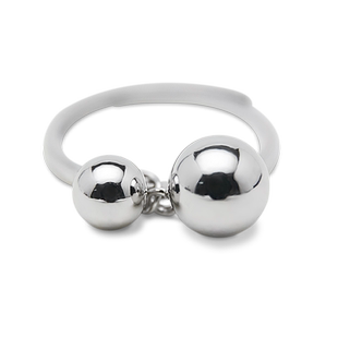 时来运转幸运银珠戒指女s925纯银韩国夸张食指开口戒刻字