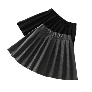 女童短裙2025秋冬款小女孩加厚百褶裙韩版洋气学院风儿童半身呢裙