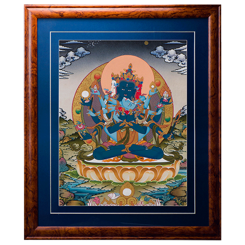 手绘唐卡挂画 尼泊尔矿物颜料装饰画挂画客厅壁画 密集金刚像壁画