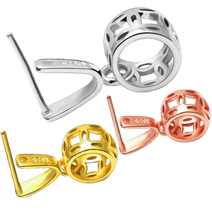 男女银扣配件扣子S925银吊坠扣瓜子扣头翡翠玉器水晶夹扣项链卡扣