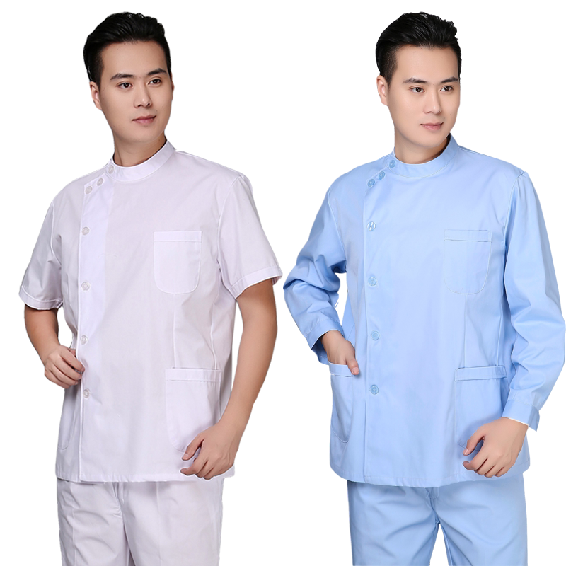 护士服男生一套短袖分体套装短款薄白大褂长袖口腔牙科医生工作服