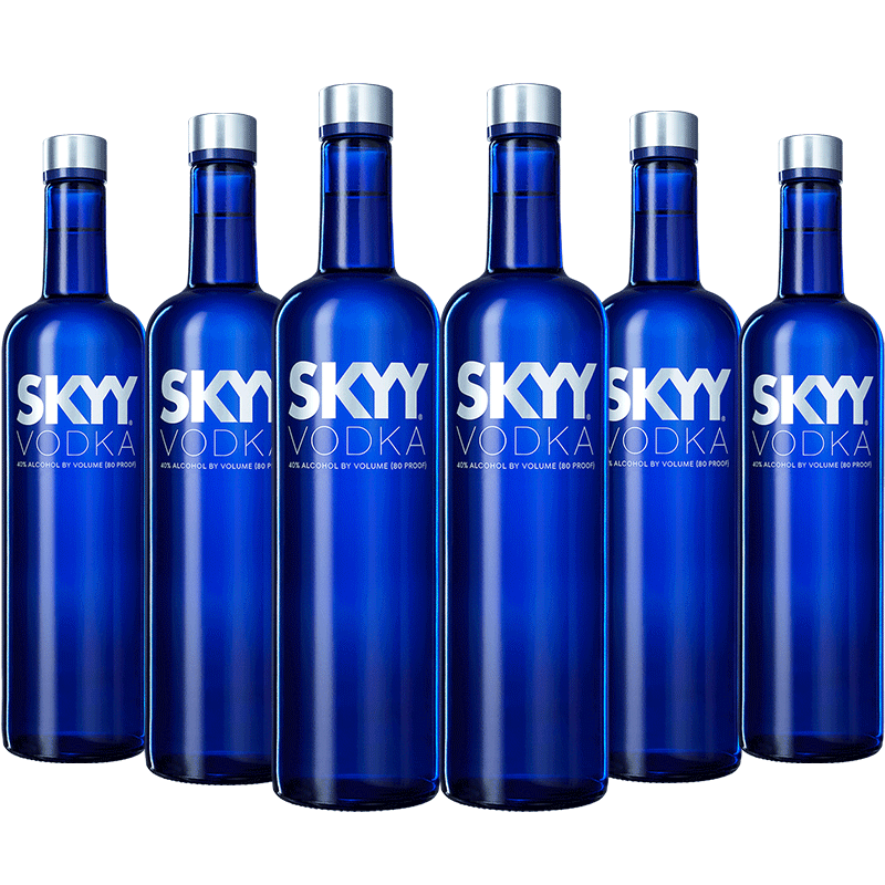 深藍(lán)SKYY vodka調(diào)酒基酒進(jìn)口洋酒原味伏特加六支組合套裝750ml