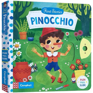 进口英文原版绘本 First Stories系列之童话篇 Pinocchio匹诺曹儿童英语纸板机关操作活动书 睡前阅读经典童话书2-6岁亲子互动