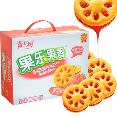 嘉士利草莓代早餐礼盒夹心饼干