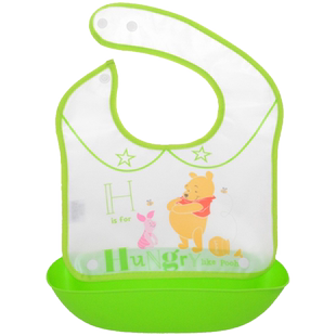 迪士尼宝宝吃饭围兜儿童喂饭食饭兜围嘴婴儿防水饭兜超软硅胶围兜