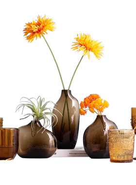 复古浮雕风圆形冷饮杯奶茶店花瓶