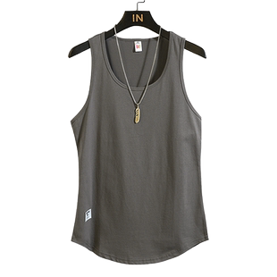 背心男潮牌夏季宽松纯色跨栏篮球运动健身打底衫速干薄款潮流坎肩