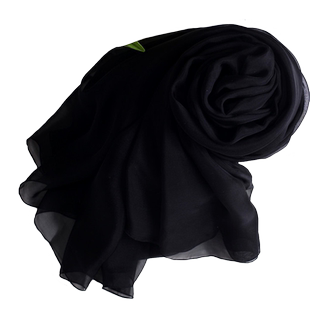 100%桑蚕丝真丝丝巾女2026新款春季围巾黑色长款高级时尚披肩纱巾