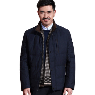 红都男装立领中年男士羽绒服商务休闲短款冬季新款中老年羽绒外套