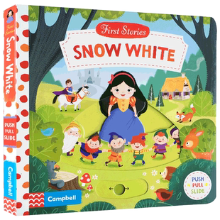 110元5本First Stories系列抽拉书童话故事英文原版绘本美女和野兽Snow White爱丽丝梦游仙境幼儿益智抽拉玩具机关操作纸板书