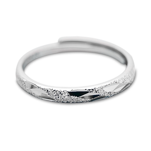 满天星戒指女s925纯银简约高级感喷砂车花食指开口银戒男尾戒刻字