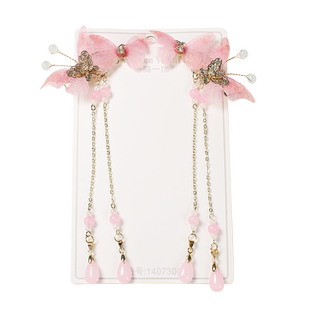 超仙古风发夹儿童汉服配饰步摇长流苏对夹发卡古装夹子女童头饰