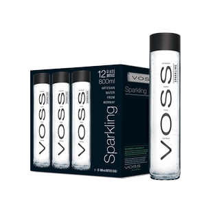 VOSS芙丝旗舰店挪威进口苏打水0糖0卡高端玻璃瓶气泡水800ml*12瓶