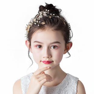 女童发带金色儿童演出头饰女孩甜美发饰礼服配饰宝宝生日头花饰品