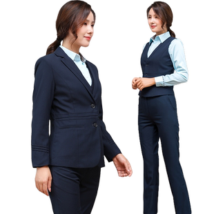 职业装女新款中国邮政工作服女套装邮局银行工装西服女裤套装秋冬