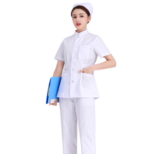 护士服长袖女春秋款两件套短袖对门立领修身分体套装短款护工作服