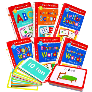 进口英文原版正版 Flash Cards 配套字卡 ready set learn Sight Words 常用词ABC字母发音启蒙高效英语闪卡高频词卡片 早教童书