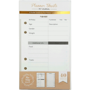 never笔记本手账本活页替芯a6标准6孔手帐40页/本