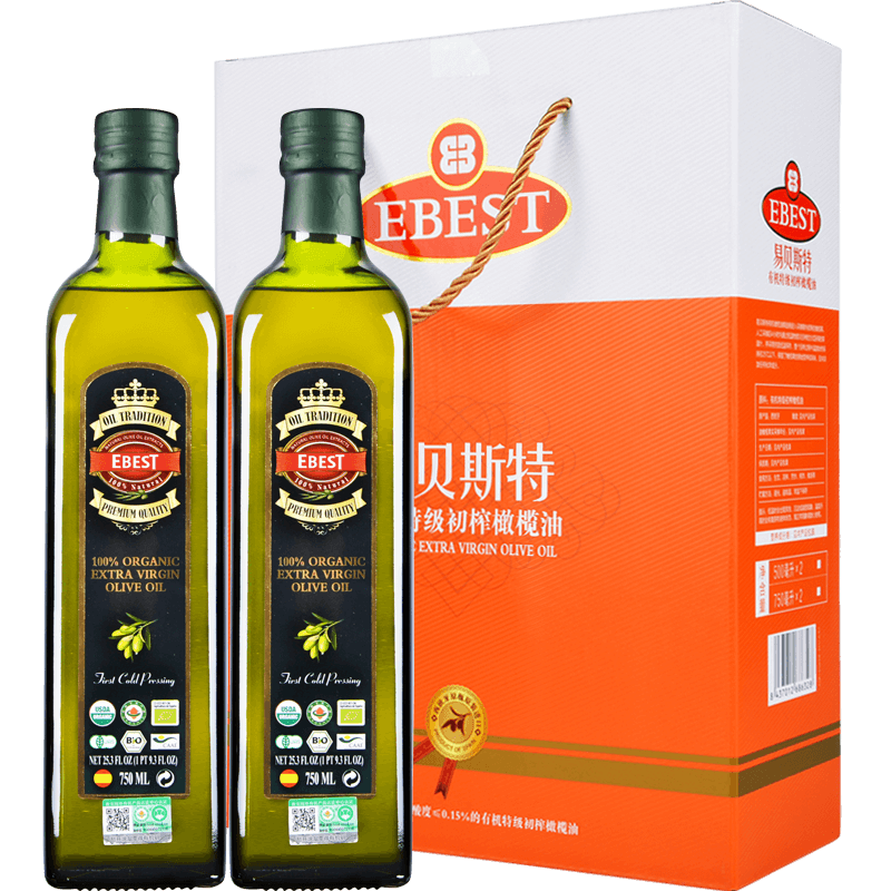 【生饮】易贝斯特750ml有机橄榄油特级初榨庄园西班牙生饮食用油