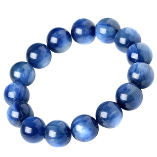 蓝晶石手串东海水晶玛瑙玉髓翡翠宝玉石猫眼散珠子本命年情侣手链