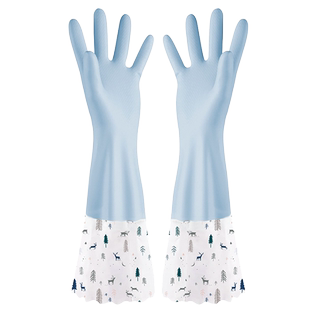 家务加绒加厚洗碗手套秋冬女防水防油洗衣服耐磨耐用型厨房家用男