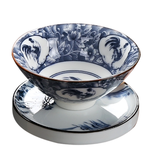 复古青花杯垫陶瓷圆形隔热垫白瓷日式家用茶杯垫功夫茶具茶道防烫