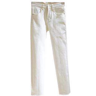 白色直筒牛仔裤女八分2023冬季高腰显瘦小个子黑色九分加绒烟管裤