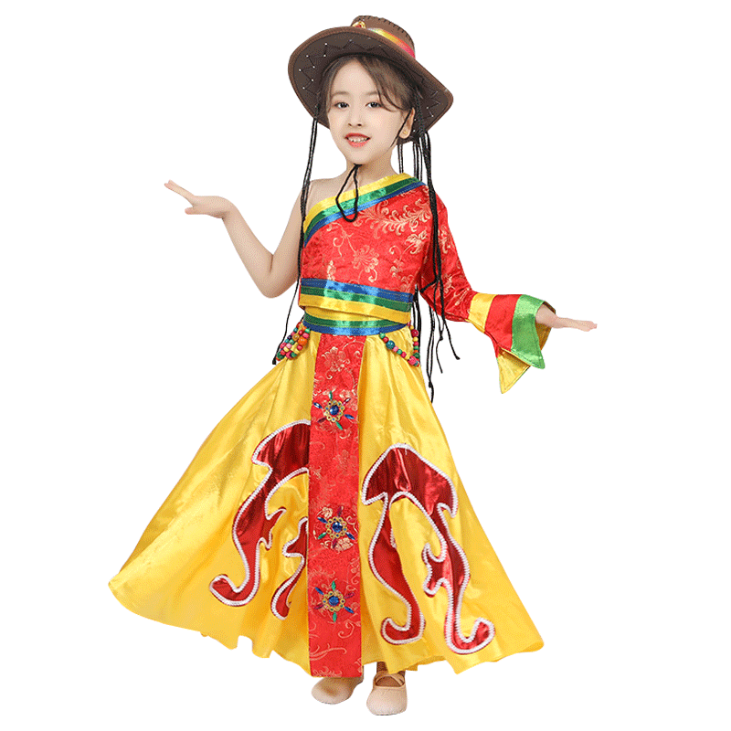 藏族舞蹈舞台表演服藏族舞蹈女